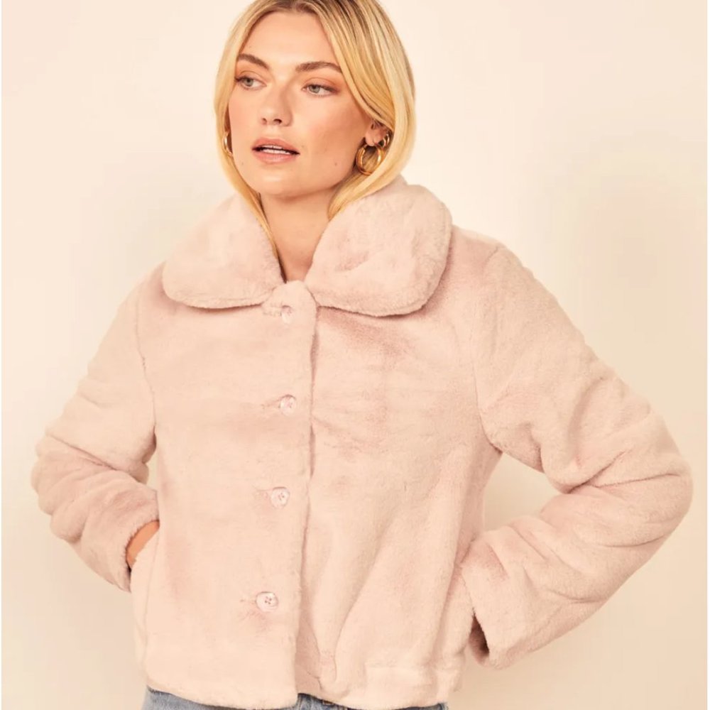 SOLD OUT NWOT Reformation Fauz Fur Pink Hampton Coat